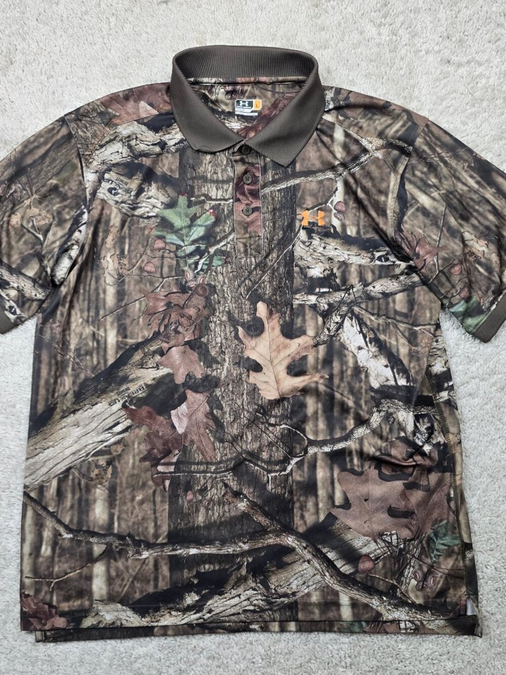 Under Armour Mens Realtree AP Camo Performance Polo Shirt Large L 1220616 Brown